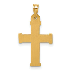 14k with White Rhodium Polished and Textured INRI Crucifix Cross Pendant