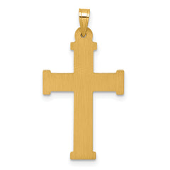 14k with White Rhodium Polished and Textured INRI Crucifix Cross Pendant