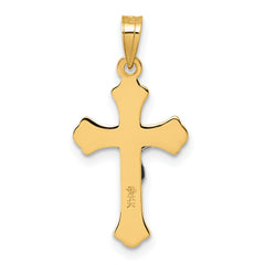 14k with White Rhodium Polished Fleur de Lis INRI Crucifix Cross Pendant
