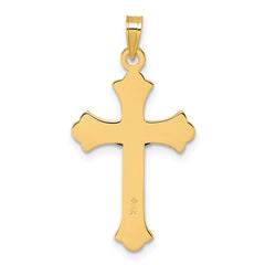 14k with White Rhodium Polished Fleur de Lis INRI Crucifix Cross Pendant