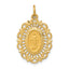 14K Yellow Gold Polished Solid Miraculous Medal Scalloped Edge Oval Pendant