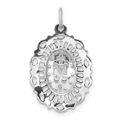 14k White Gold Miraculous Medal Solid Charm