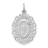 14k White Gold Miraculous Medal Solid Charm