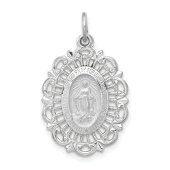 14k White Gold Miraculous Medal Solid Charm
