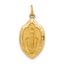 14K Yellow Gold Polished Solid Miraculous Medal Oval Pendant
