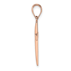 14K Rose Gold Polished Beveled Cross Charm