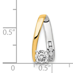 14k Two-tone Peg-Set AA Diamond Semi-Mount Slide Fits up to 2mm Regular/6mm Fancy or Reversible Omega