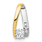 14k Two-tone Peg-Set AAA Diamond Semi-Mount Slide Fits up to 2mm Regular/6mm Fancy or Reversible Omega