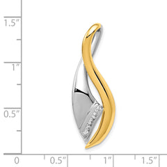 14k Two-Tone Complete 1/5 carat AAA Diamond Twisted Ribbon Slide Fits up to 6mm Regular/Fancy/Reversible Omega