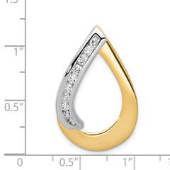 14k Two-Tone Complete 3/8 carat AAA Diamond Teardrop Slide Fits up to 8mm Regular/10mm Fancy or Reversible Omega