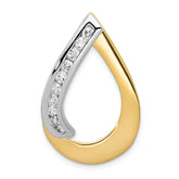 14k Two-Tone Complete 3/8 carat AA Diamond Teardrop Slide Fits up to 8mm Regular/10mm Fancy or Reversible Omega