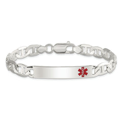 Sterling Silver Polished Medical Anchor Link ID Bracelet