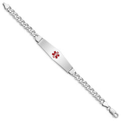 Sterling Silver Rhodium-plated Medical ID Curb Link Bracelet
