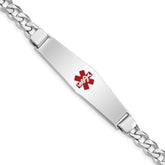Sterling Silver Rhodium-plated Medical ID Curb Link Bracelet