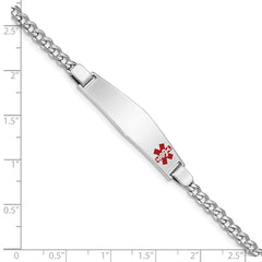 Sterling Silver Rhodium-plated Medical ID Curb Link Bracelet