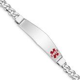 Sterling Silver Rhodium-plated Medical ID Curb Link Bracelet