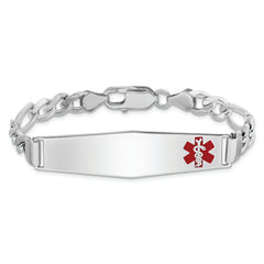 Sterling Silver Rhodium-plated Medical ID Figaro Link Bracelet