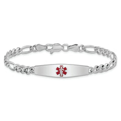 Sterling Silver Rhodium-plated Medical ID Figaro Link Bracelet