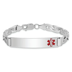 Sterling Silver Rhodium-plated Medical ID Anchor Link Bracelet