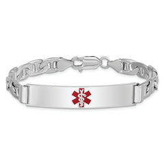 Sterling Silver Rhodium-plated Medical ID Anchor Link Bracelet