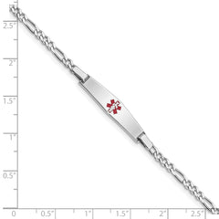 Sterling Silver Rhodium-plated Medical ID Figaro Link Bracelet