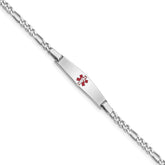 Sterling Silver Rhodium-plated Medical ID Figaro Link Bracelet