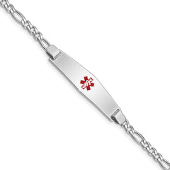 Sterling Silver Rhodium-plated Medical ID Figaro Link Bracelet