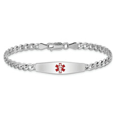 Sterling Silver Rhodium-plated Medical ID Bracelet w/Curb Link