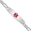 Women's Sterling Silver Rhodium-Plated Figaro Medical ID Bracelet 7mm - Sophia Jewelers