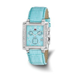 Ladies Mountroyal Blue Leather CZ Chrono Watch
