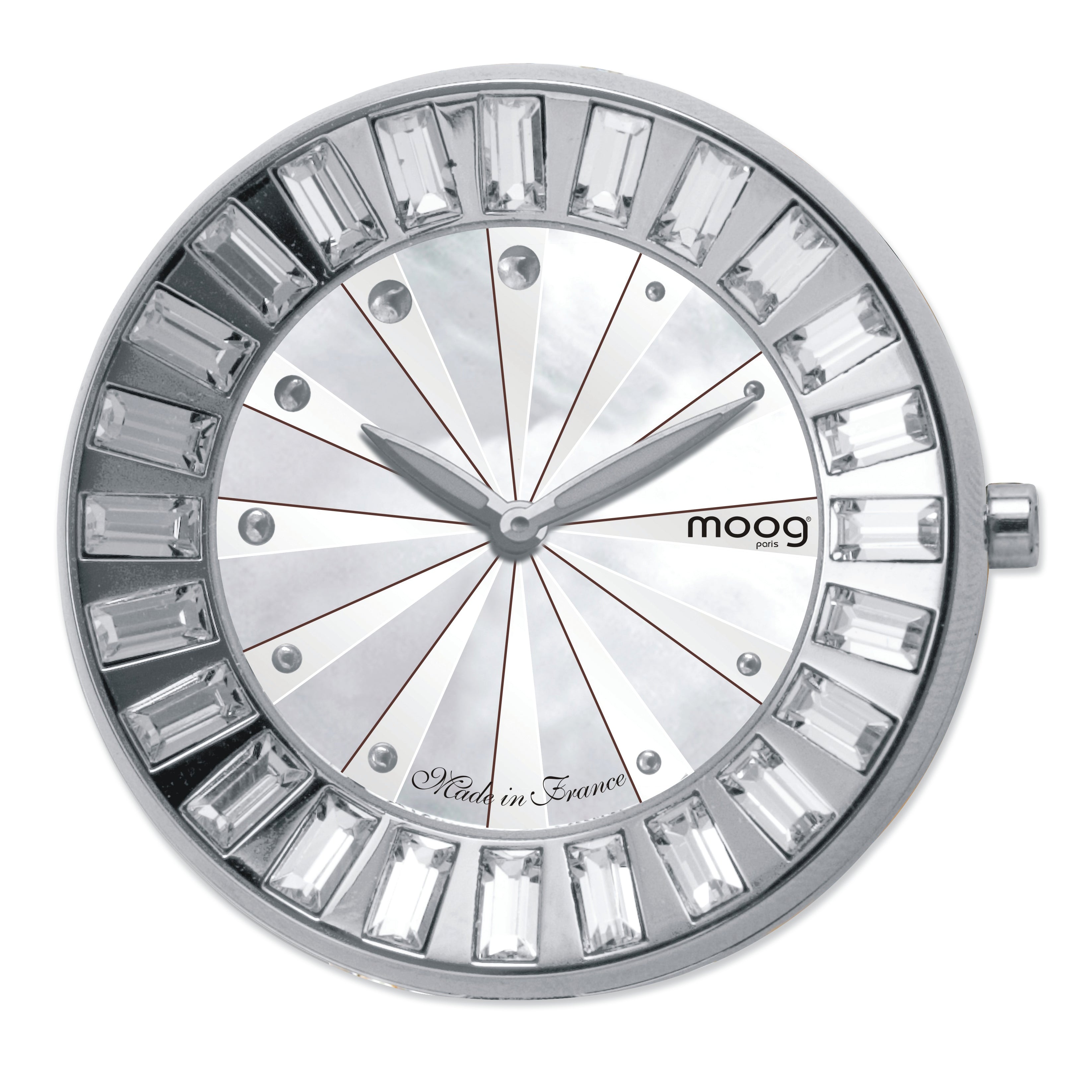 Moog Pol. Stnlss Stl/MOP Dial/Crystal Baguette Bezel Watch Only