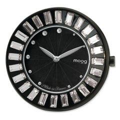 Moog Blk Pol. Stnlss Stl/Blk Dial/Crystal Baguette Bezel Watch Only