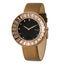 Moog Rose-pltd Crystal Bezel Black Dial Watch w/(ME-GRG) Brn Band