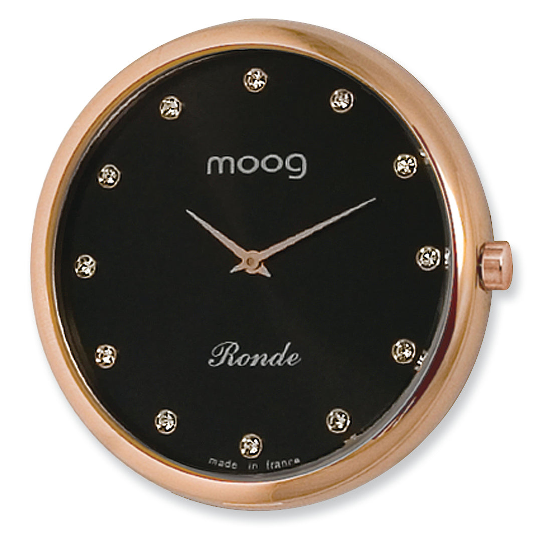 Moog Rose Pol. Stnlss Stl/Black Dial/All Crystal Mrkrs Watch Only