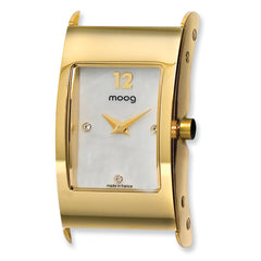 Moog Gld-tone Pol. Stnlss Stl/MOP Dial/3 Crystal Mrkrs Watch Only