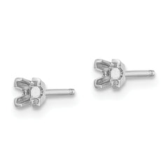 14k White Gold 2.75mm Princess Cut Stud Earring Mounting (No Stone Included)s