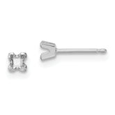 14k White Gold 2.75mm Princess Cut Stud Earring Mounting (No Stone Included)s