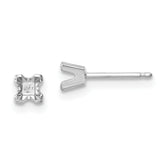 14k White Gold 3mm Princess Cut Stud Earring Mounting (No Stone Included)s