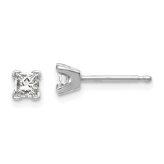 14k White Gold AAA Quality Complete Princess Cut Diamond Earring