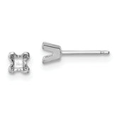 14k White Gold 3.25mm Princess Cut Stud Earring Mounting (No Stone Included)s