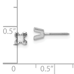 14k White Gold 3.5mm Princess Cut Stud Earring Mounting (No Stone Included)s