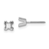 14k White Gold 3.5mm Princess Cut Stud Earring Mounting (No Stone Included)s