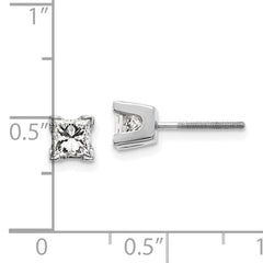 14k White Gold AA Quality Complete Princess Cut Diamond Earrings