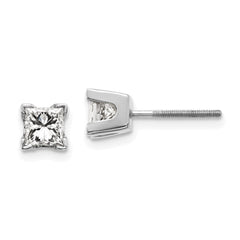 14k White Gold AA Quality Complete Princess Cut Diamond Earrings