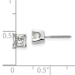 14k White Gold 1ct VS Quality Complete Princess Cut Diamond Earrings