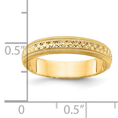 14k 3mm Design Etched Wedding Band Size 8.5