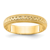 14k 3mm Design Etched Wedding Band Size 8.5