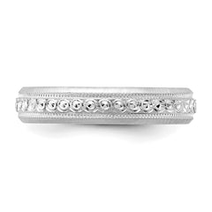 14k White Gold 3.75mm Design Etched Wedding Band Size 8.5