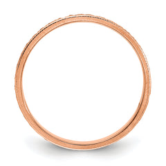 14k Rose Gold 3mm Design Etched Wedding Band Size 8.5