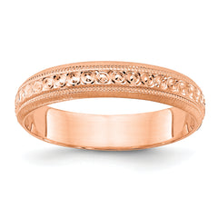 14k Rose Gold 3mm Design Etched Wedding Band Size 8.5